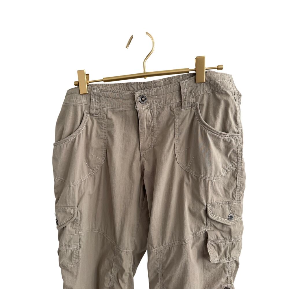 KUHL Tan Cargo Hiking Shorts 8 Long Capri Contrast Stitch Stretch Trail Pants - Picture 6 of 10